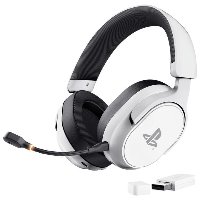 Trust GXT 499 Forta, cuffie gaming wireless, per PS5 e PC, microfono rimovibile, 55 ore batteria, Bianco