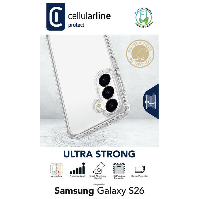 Cellularline TETRA2GALS26T Ultra Strong Cover Samsung Galaxy S26 Antiurto Military Test colore Trasparente