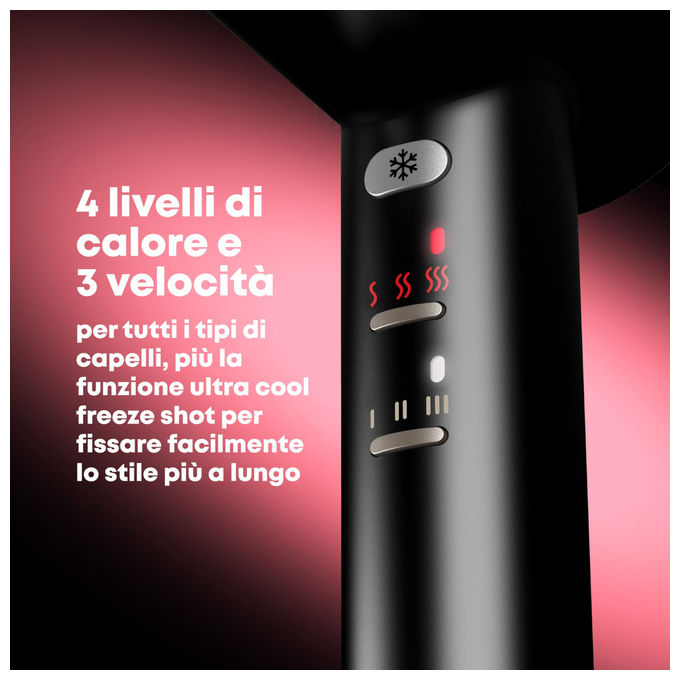 Revamp asciugacapelli Tri-Care DR-7250-EU, ionico a infrarossi, luce rossa e blu, 3 accessori magnetici, 1600W, silenzioso