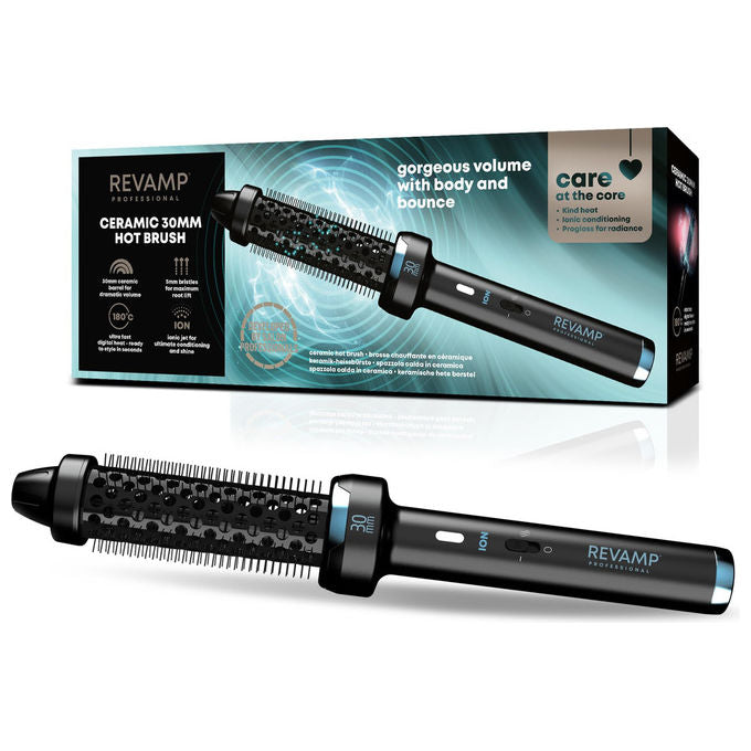 Revamp spazzola termica ceramica 30mm, ionica, Progloss, ricci onde e volume, 180°C, 50W, cavo girevole 3m