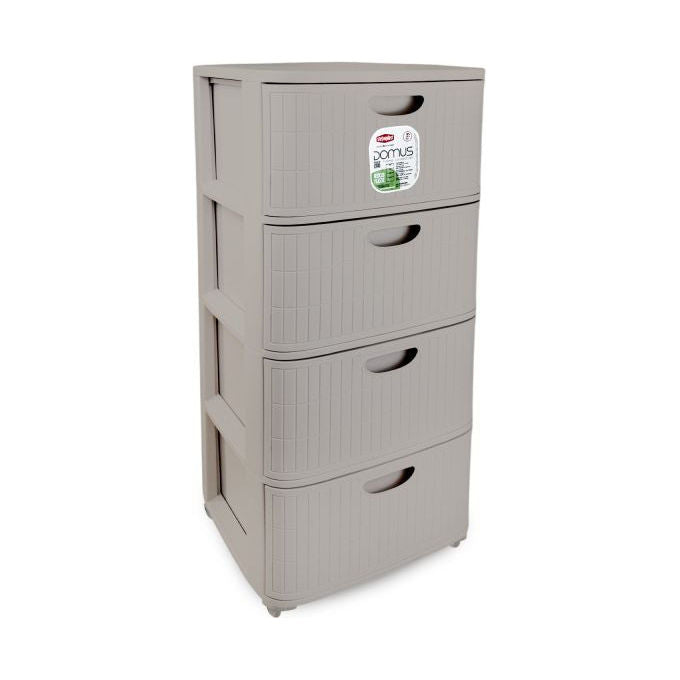Stefanpl cassettiera Domus 4 cassetti, 30x40x80 cm, polipropilene riciclato, 4 ruote, colore smoky