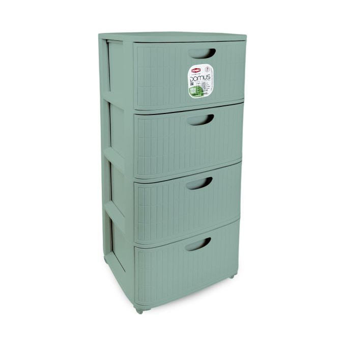 Stefanplast cassettiera slim 4 cassetti STF1257 te' verde polipropilene riciclato 4 ruote 30x40x80 cm gia' montata