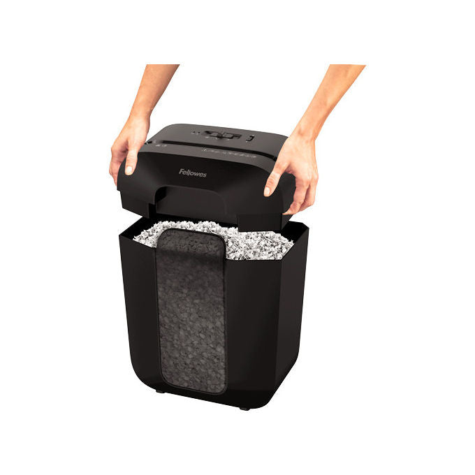 Fellowes Powershred LX41 distruggidocumenti, taglio a microframmento, livello sicurezza P-4, 8 fogli, cestino 17 L, nero