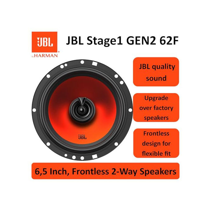 JBL STAGE1 62F GEN2 Stage1 Altoparlanti Coassiali 2 vie per Auto 6,5'' 50 W RMS 400 W Picco Woofer Plus One Tweeter PEI 4 Ohm 89 dB