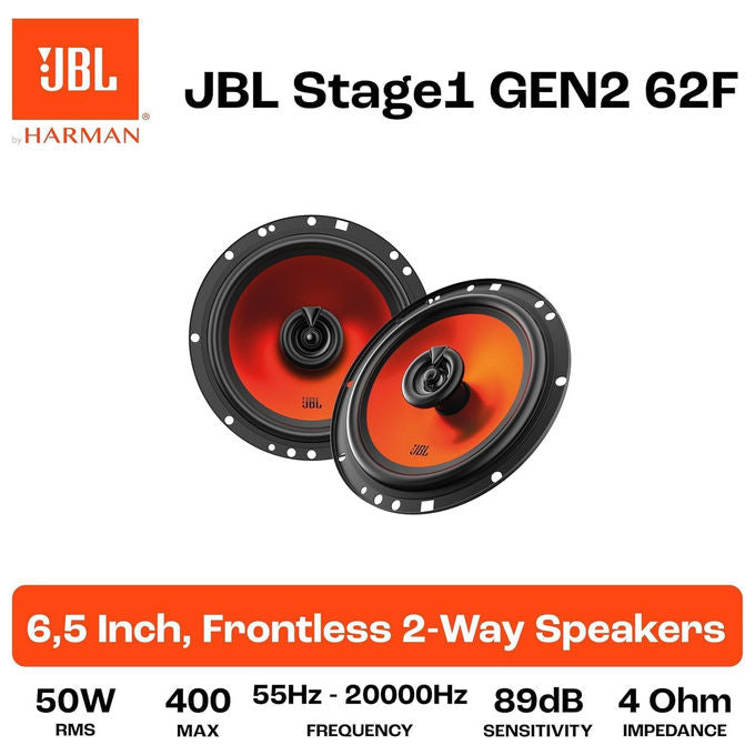 JBL STAGE1 62F GEN2 Stage1 Altoparlanti Coassiali 2 vie per Auto 6,5'' 50 W RMS 400 W Picco Woofer Plus One Tweeter PEI 4 Ohm 89 dB