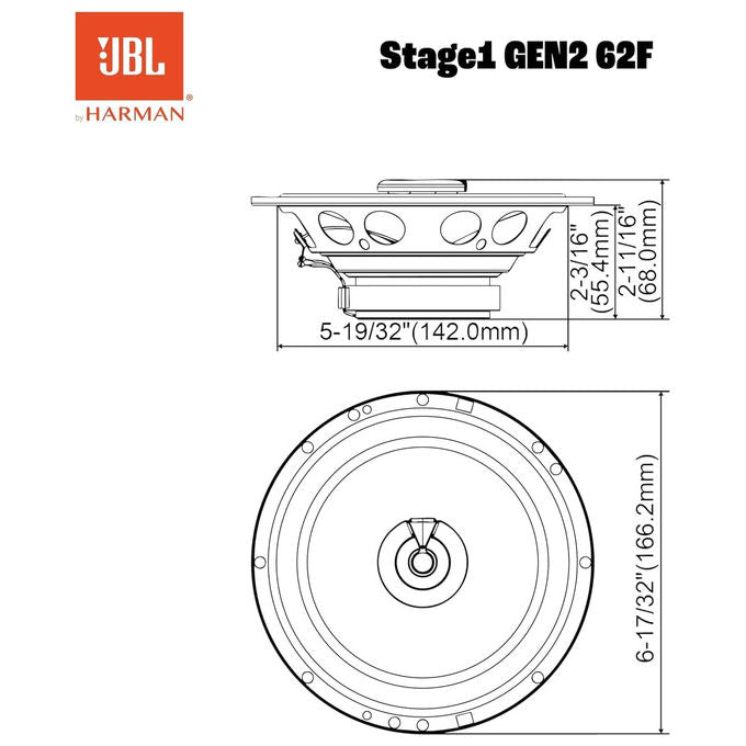 JBL STAGE1 62F GEN2 Stage1 Altoparlanti Coassiali 2 vie per Auto 6,5'' 50 W RMS 400 W Picco Woofer Plus One Tweeter PEI 4 Ohm 89 dB