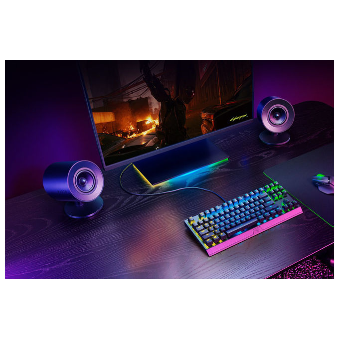 Razer Nommo V2 X, altoparlanti gaming 2.0, full range, Bluetooth 5.0, USB-C, THX Spatial Audio, 20W, nero