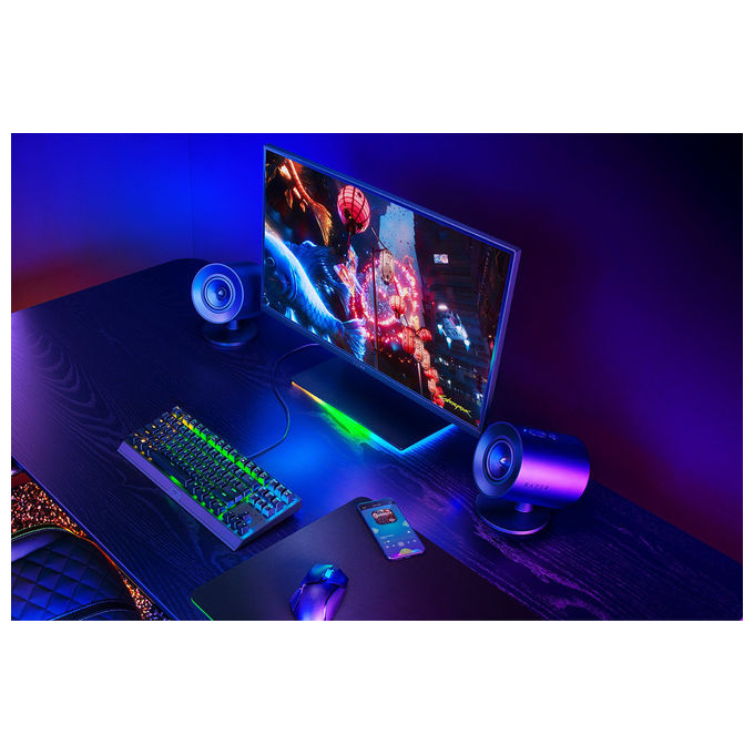 Razer Nommo V2 X, altoparlanti gaming 2.0, full range, Bluetooth 5.0, USB-C, THX Spatial Audio, 20W, nero