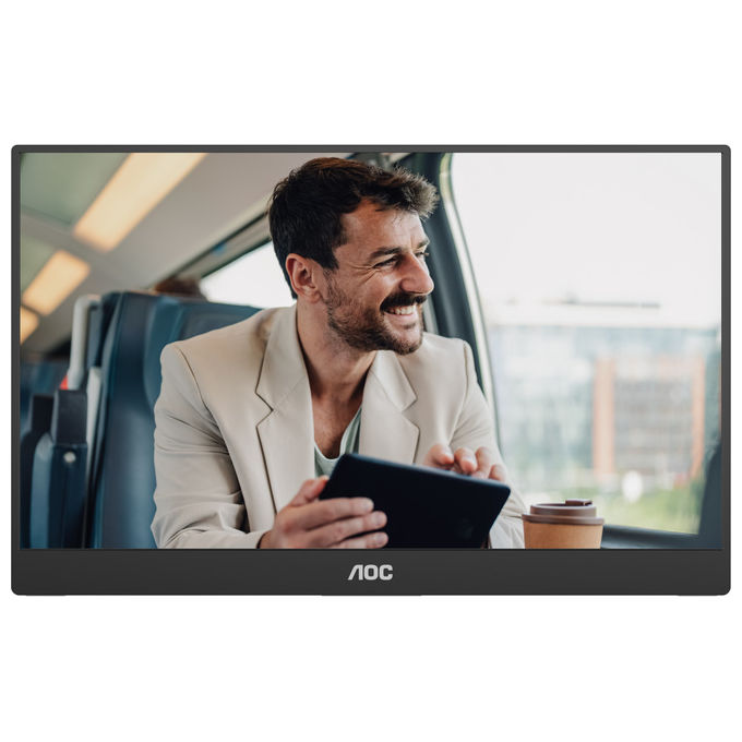 AOC monitor portatile 15,6 pollici Full HD IPS, 16T20E2, USB-C, Mini HDMI, touchscreen, nero