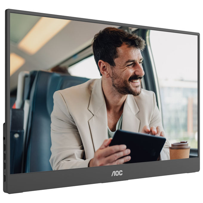 AOC monitor portatile 15,6 pollici Full HD IPS, 16T20E2, USB-C, Mini HDMI, touchscreen, nero