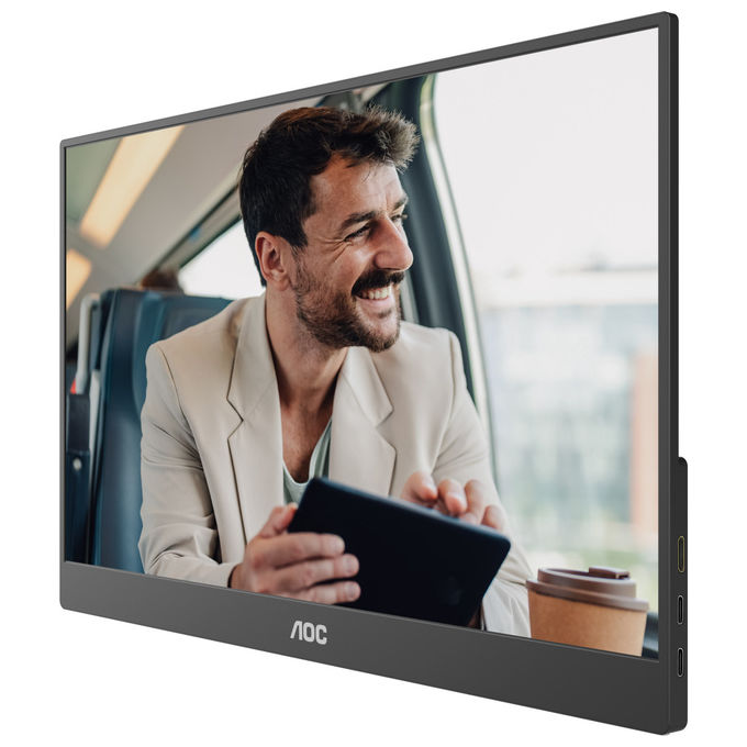 AOC monitor portatile 15,6 pollici Full HD IPS, 16T20E2, USB-C, Mini HDMI, touchscreen, nero