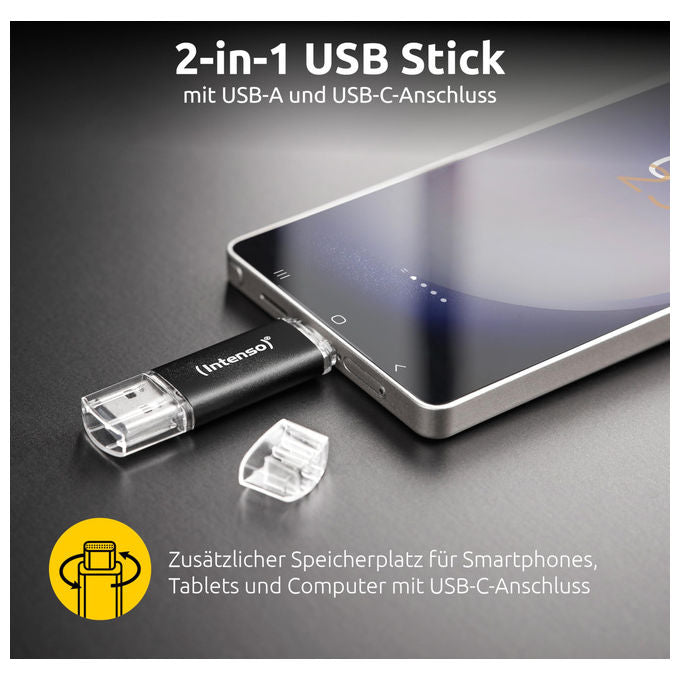Intenso Twist Line chiavetta USB doppia 256 GB USB-C e USB-A USB 3.2 Gen 1 70 MB-s antracite