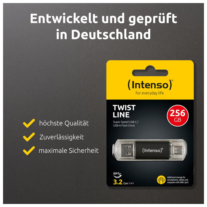 Intenso Twist Line chiavetta USB doppia 256 GB USB-C e USB-A USB 3.2 Gen 1 70 MB-s antracite