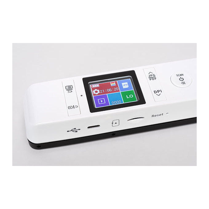 I.R.I.S. IRIScan Book 7, scanner portatile a colori, 1050 dpi, formato A4, display 1.5'', USB-C, MicroSD, bianco