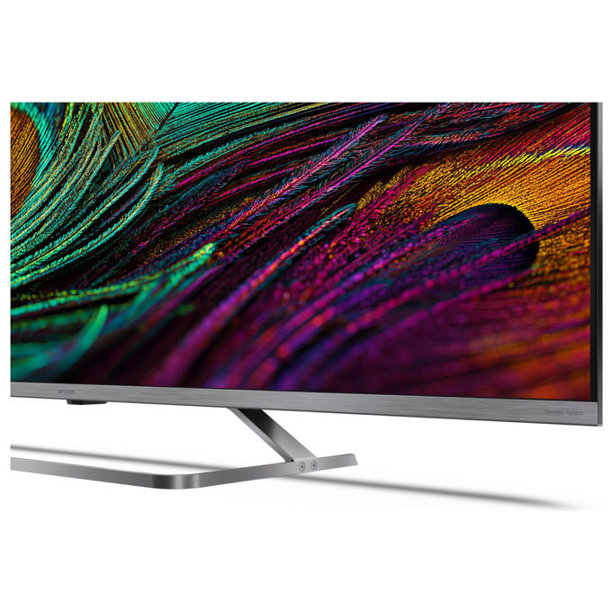 Sharp 50JP7265E, smart tv 50 pollici, 4K MiniLED QLED, Google TV, Harman Kardon, Dolby Vision, HDR10, DVB-T2, grigio chiaro