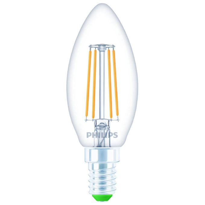 Philips lampadina LED candela E14, classe A, 2,3W equivalente 40W, luce Bianco caldo 2700K, 485 lumen, forma B35 chiara