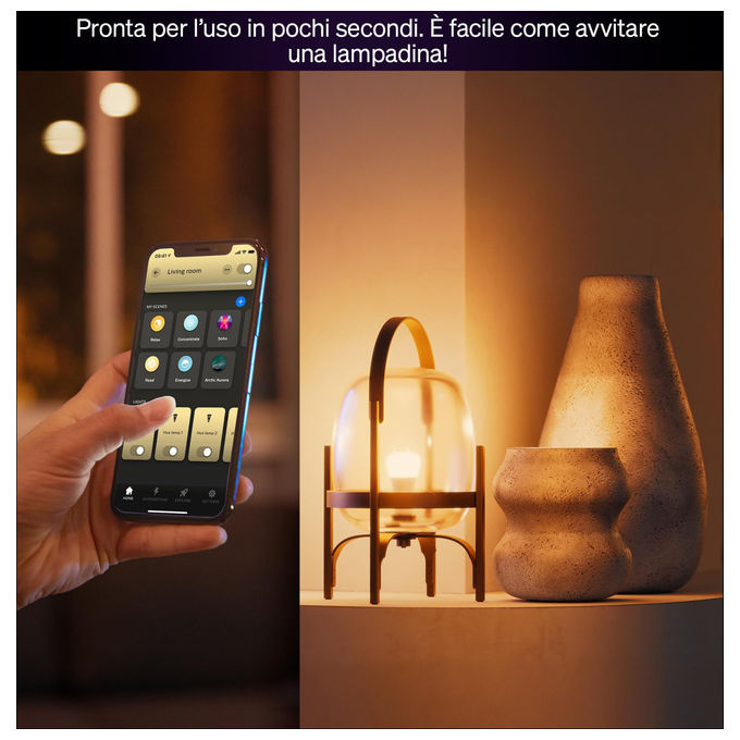 Philips Hue lampadina smart LED E27, White and Color Ambiance A67, 11,8 W, 1600 lumen, RGB e Bianco variabile, compatibile Alexa, Google, Apple Home