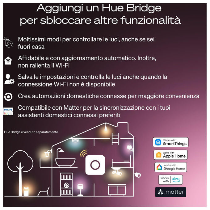 Philips Hue lampadina smart LED E27, White and Color Ambiance A67, 11,8 W, 1600 lumen, RGB e Bianco variabile, compatibile Alexa, Google, Apple Home