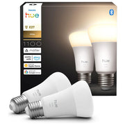 Philips Hue lampadine smart led E27, luce bianca calda 2700K, 1100 lumen, dimmerabile, confezione da 2, compatibile Alexa e Google