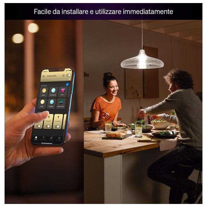 Philips Hue lampadine smart led E27, luce bianca calda 2700K, 1100 lumen, dimmerabile, confezione da 2, compatibile Alexa e Google