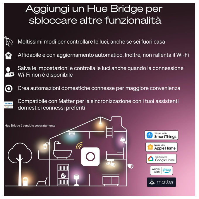 Philips Hue lampadine smart led E27, luce bianca calda 2700K, 1100 lumen, dimmerabile, confezione da 2, compatibile Alexa e Google