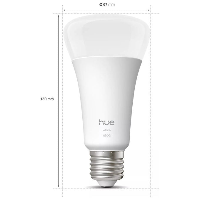 Philips Hue White lampadina smart LED A67, attacco E27, 1600 lm, luce bianca calda 2700K, 13,5W, Bluetooth Zigbee, dimmerabile