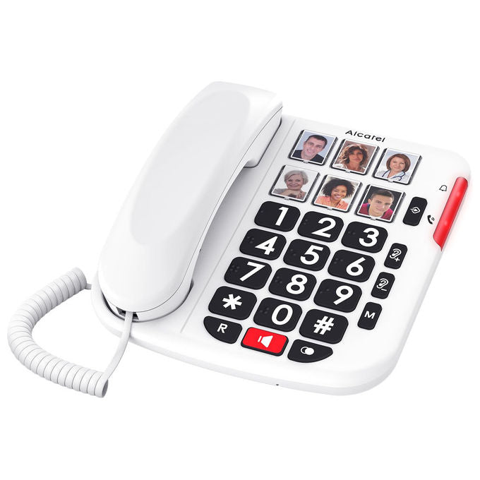 Alcatel TMAX 10+, telefono fisso con filo per anziani, tasti grandi, vivavoce, audio boost, tasti con foto, suoneria forte, compatibile apparecchi acustici