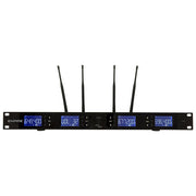 Empire ricevitore UHF a rack 4 canali, 32 frequenze selezionabili, 630-665 MHz, uscite XLR bilanciate, display LCD