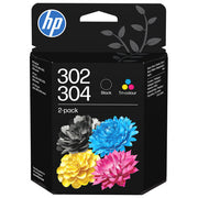 HP cartucce inchiostro 302-304, confezione da 2, nero e tricromia, ciano magenta giallo, 120 pagine, B82L1AE