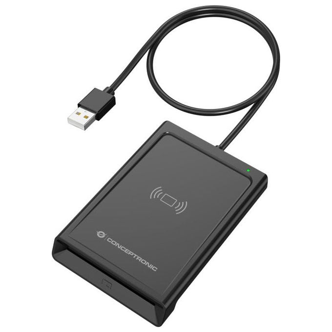 Conceptronic BIAN11B lettore di smart card dual interface, USB 2.0, NFC contactless, plug and play, nero