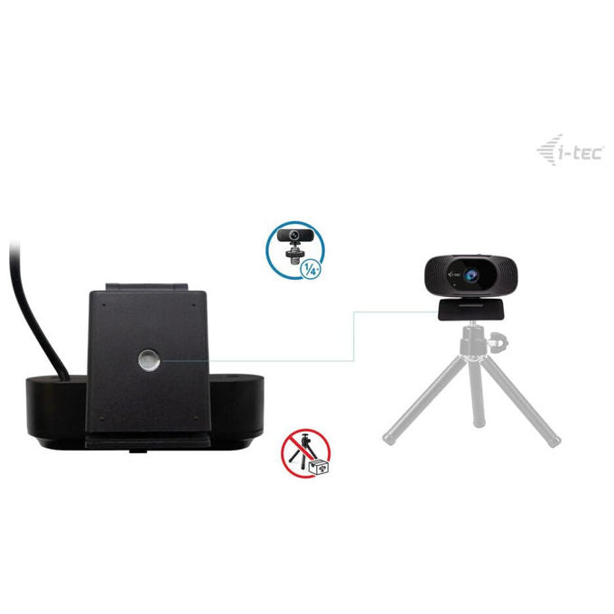 I-tec Solomon 300 webcam 4K Ultra HD, angolo 92°, messa a fuoco fissa, otturatore privacy, microfono, plug and play, USB