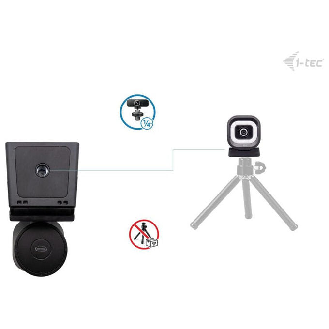 I-tec Solomon 700 Stream webcam 4K, autofocus PDAF, luce ad anello LED, doppio microfono stereo, Full HD 60fps, plug and play