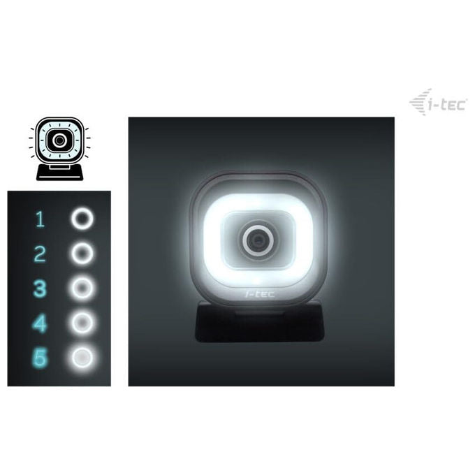 I-tec Solomon 700 Stream webcam 4K, autofocus PDAF, luce ad anello LED, doppio microfono stereo, Full HD 60fps, plug and play