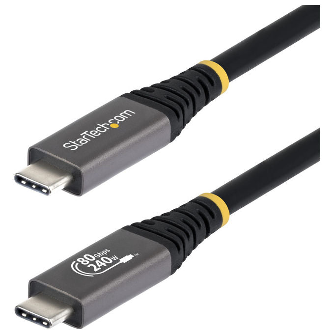 StarTech.com cavo USB4 USB-C 1,5 m, 80 Gbps, Power Delivery 240W, 8K 120Hz, DisplayPort 2.1, compatibile Thunderbolt 4, nero