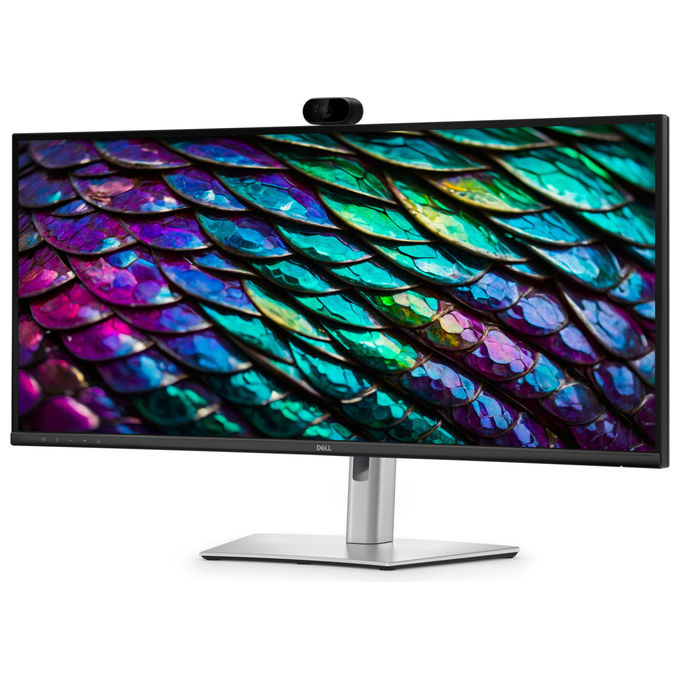 Dell monitor curvo 34 pollici P3426WEB, WQHD 3440x1440, webcam 4MP, hub USB-C 90W, altoparlanti, IPS, 100Hz, nero