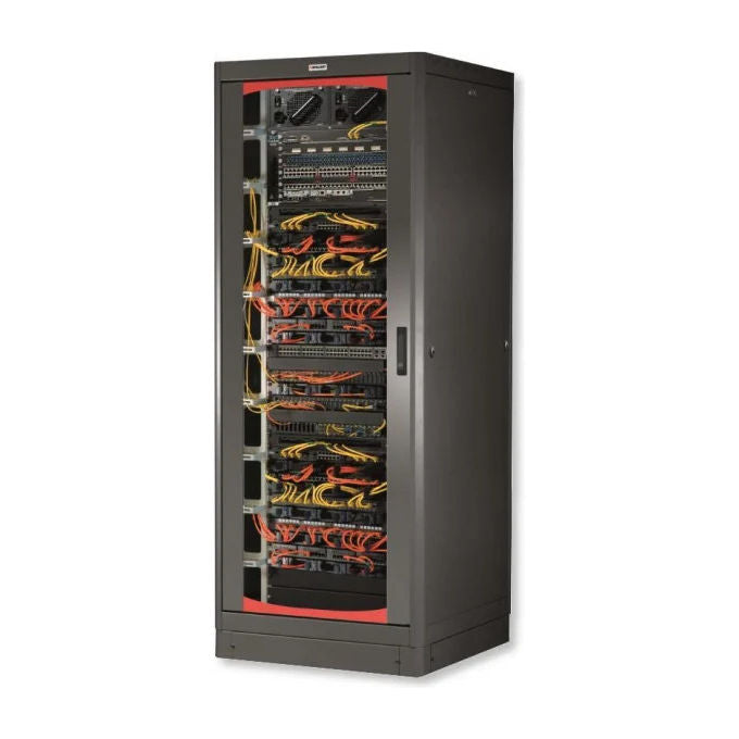 Tecnosteel rack 19'' 33u a pavimento, 800x1000 mm, porta traforata, 800 kg, striscia 6 prese unel con magnetotermico 16a, ip20