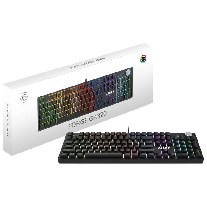Msi Forge GK320, kit tastiera e mouse gaming, meccanica full-size, switch rossi lineari, hot-swappable, RGB, layout italiano