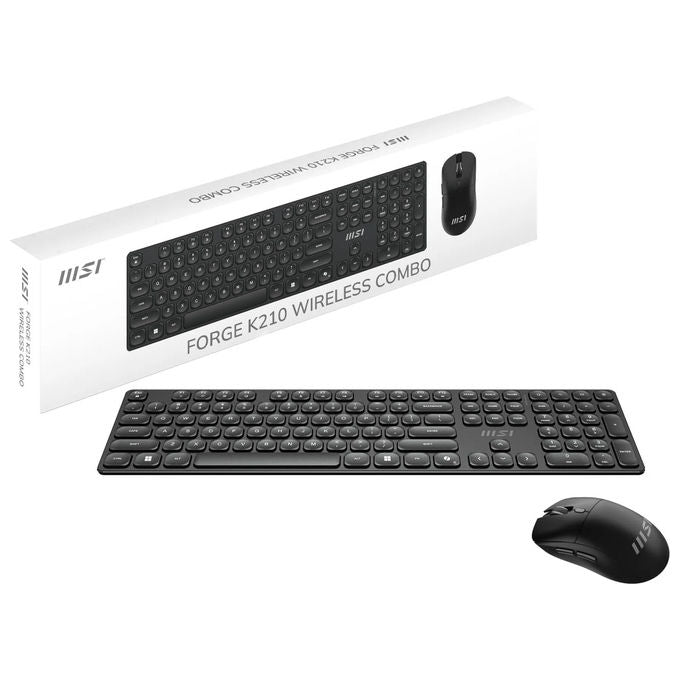 MSI Forge K210 combo wireless, tastiera e mouse, layout IT, switch a forbice, 2,4 GHz, autonomia 120 ore, 1600 DPI