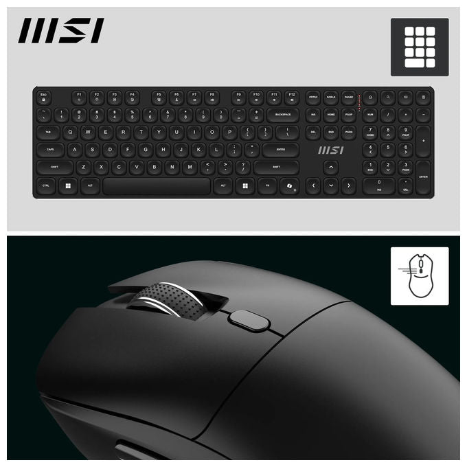 MSI Forge K210 combo wireless, tastiera e mouse, layout IT, switch a forbice, 2,4 GHz, autonomia 120 ore, 1600 DPI