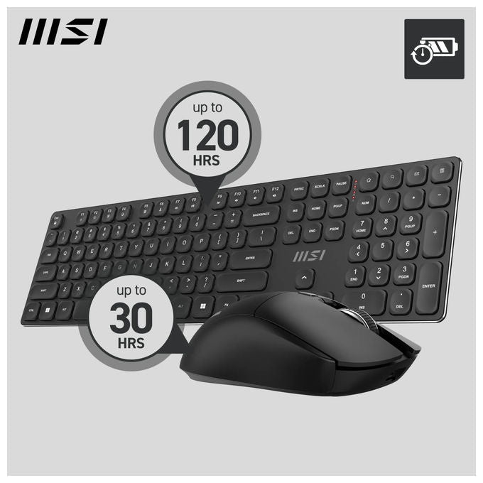 MSI Forge K210 combo wireless, tastiera e mouse, layout IT, switch a forbice, 2,4 GHz, autonomia 120 ore, 1600 DPI