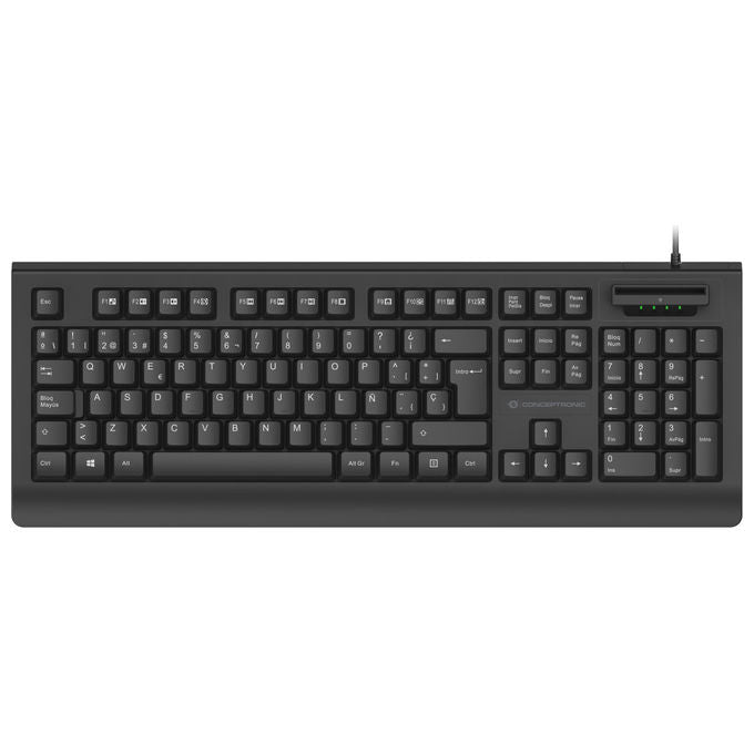 Conceptronic tastiera USB QWERTY italiana, KAYNE01IT, full-size, lettore smart card integrato, cablata, nero