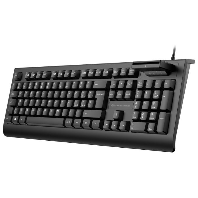 Conceptronic tastiera USB QWERTY italiana, KAYNE01IT, full-size, lettore smart card integrato, cablata, nero