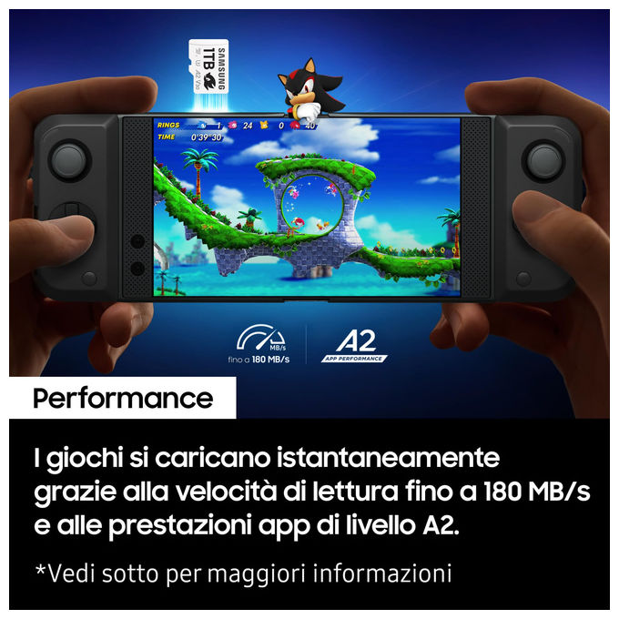 Samsung scheda microSDXC 128gb, Sonic Pro Plus, UHS-I U3 V30, lettura 180mb-s, scrittura 130mb-s, gaming, action cam, droni
