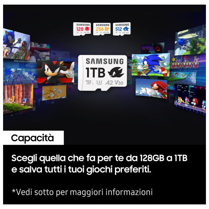 Samsung scheda microSDXC 128gb, Sonic Pro Plus, UHS-I U3 V30, lettura 180mb-s, scrittura 130mb-s, gaming, action cam, droni