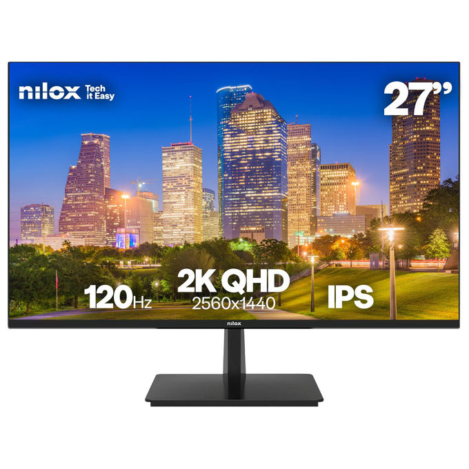 Nilox monitor gaming 27 pollici 2K QHD, IPS 120 Hz, 4 ms, 2560x1440, HDMI DisplayPort, supporto VESA, NXM272K1204