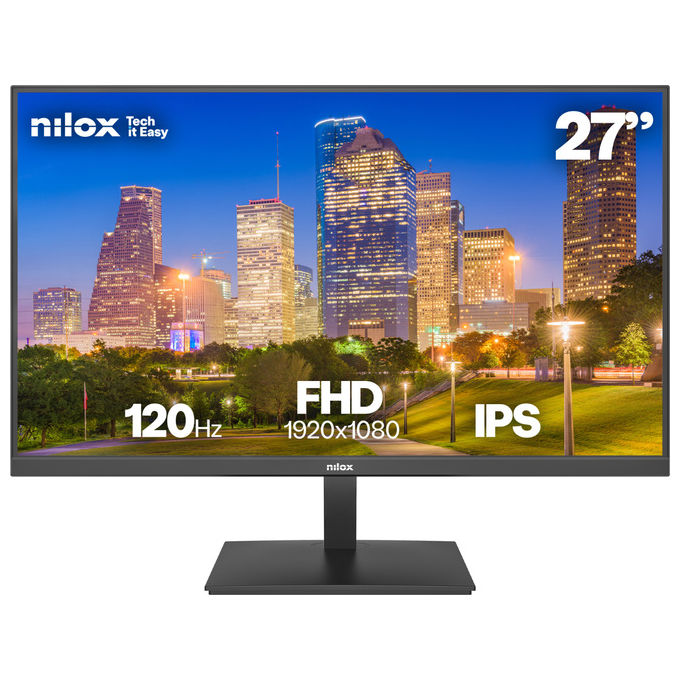 Nilox monitor 27 pollici IPS, Full HD 1920x1080, 120 Hz, 4 ms, 1 HDMI, 1 DisplayPort, supporto VESA, nero