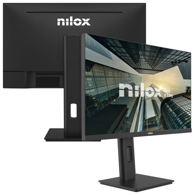 Nilox monitor 27 pollici IPS Full HD, 120 Hz, 4 ms, USB-C 65W, DisplayPort, HDMI, regolabile, nero