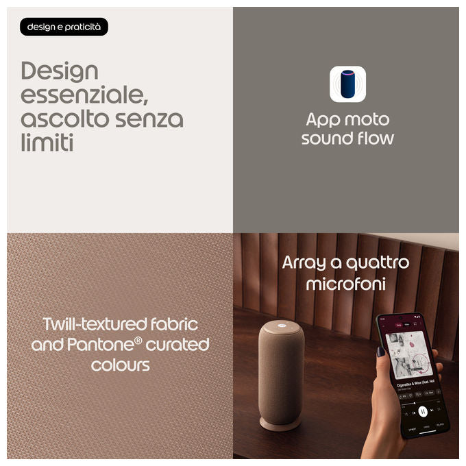 Motorola Moto Sound Flow, altoparlante portatile 30W, Sound by Bose, Wi-Fi Bluetooth, IP67, 12h, grigio talpa
