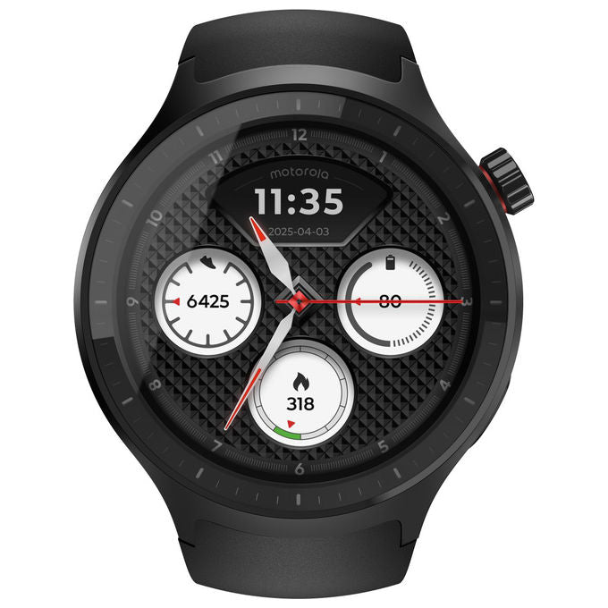 Motorola Moto Watch smartwatch 47 mm, display OLED 1.43'', GPS dual frequency, cardiofrequenzimetro, IP68, autonomia 13 giorni, nero