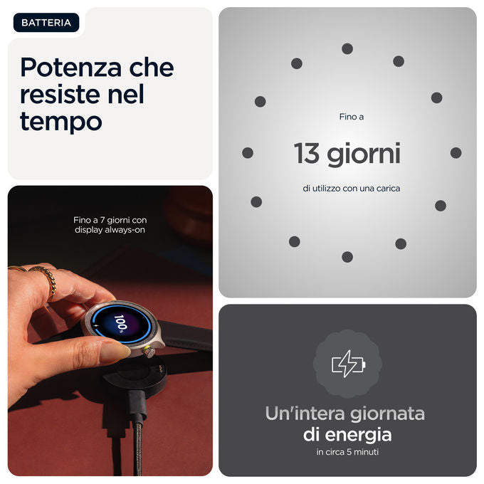 Motorola Moto Watch smartwatch 47 mm, display OLED 1.43'', GPS dual frequency, cardiofrequenzimetro, IP68, autonomia 13 giorni, nero